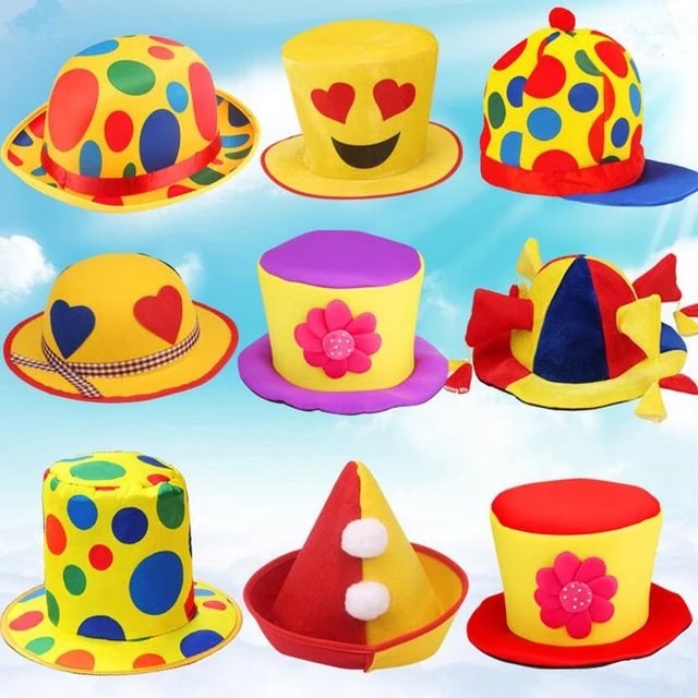 Sombrero de payaso colorido divertido para hombres y mujeres, sombrero de  fiesta para actuaciones en escenario, decoración de fiesta de Carnaval para  adultos, 2023 - AliExpress