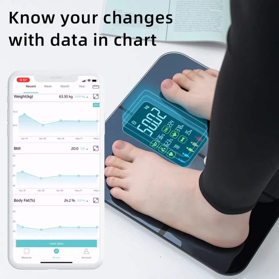 Scales for Bmi Body Weight and Fat Large Display Weight Scale High Accurate Body Fat Scale Digital Bluetooth Bathroom Scale 4