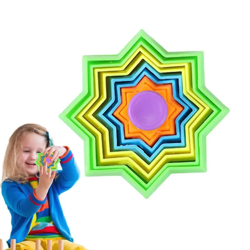

Spinning Stacking Toys 3D Carrot Tower Fidget Tower Spinners Stacking Toy Educational Rainbow Ring Stacker Montessori Toys For