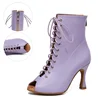 SWDZM  Latin Dance Shoes Women Ballroom Suede Sole Tango Modern Practice Mesh Boots Lace-Up Customize 5-10CM High Heeled 5