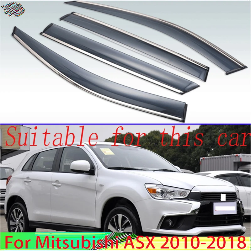 For Mitsubishi ASX 2010- Plastic Exterior Visor Vent Shades Window Sun Rain Guard Deflector 4pcs 2011 2012 2014 2015