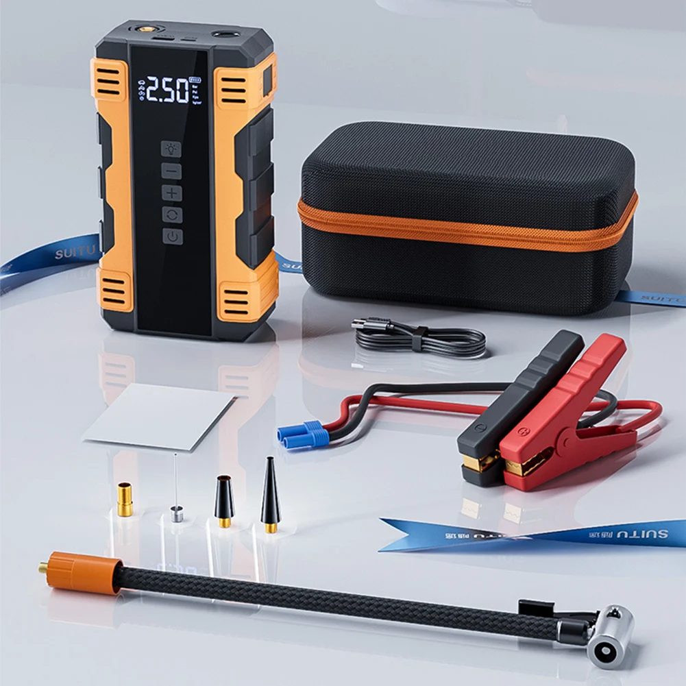 800A Car Jump Starter Power Bank 4 In 1 Air Compressor Tire Inflator 20000mAh Portable Battery Booster with LED Flashlight