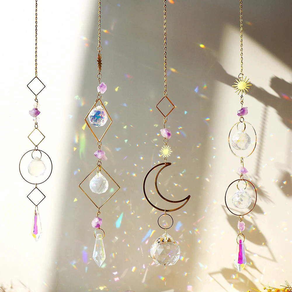 Suncatcher Hanging Crystal Rainbow Prism Amethyst Sun Catcher