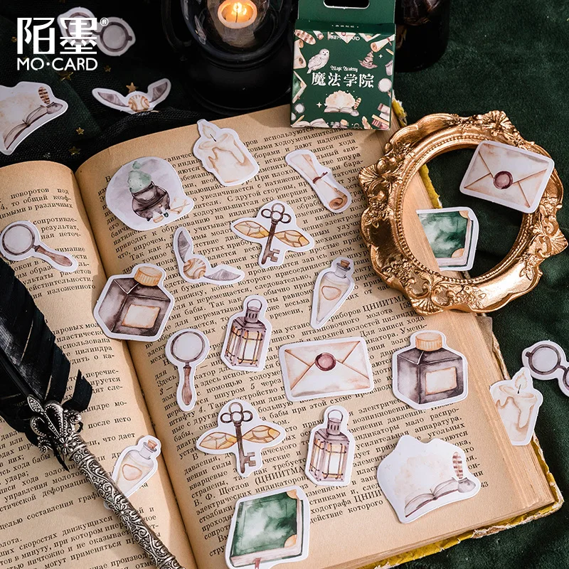 45pcs Decorative Stickers Magic Academy Series vintage object Scrapbooking Label Diary Stationery Album Phone Journal Planner