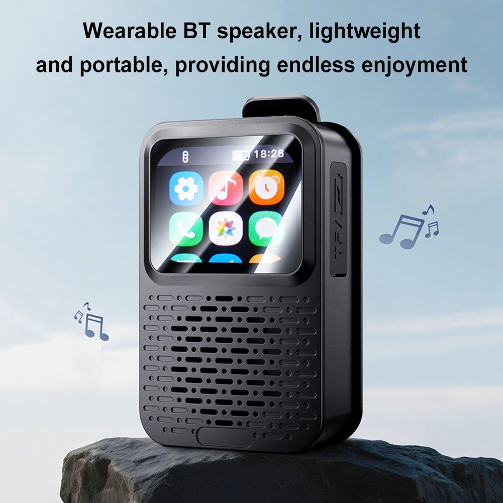V9 Wearable Bluetooth Speaker with Multifunctional Calendar,Weather,Alarm Clock IPX5 Waterproof Touch Screen Smart Music Player