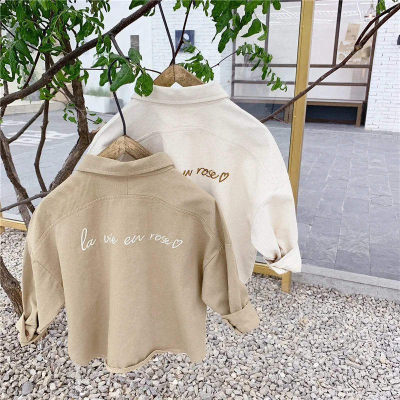 

Girls' Korean Autumn Embroidered Shirt Long Sleeve Baby Girl Shirt Cotton Boys Casual Tops 1-7 Years Kids Blouse Outfits