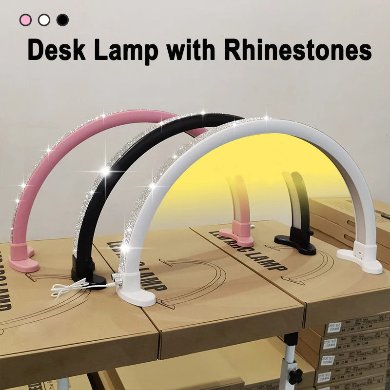 Nail Desk Lamp Photography Lighting LED Table Lamp Stepless Dimming Half Moon Light for Lash Extensions Eyebrows & Estheticians 6
