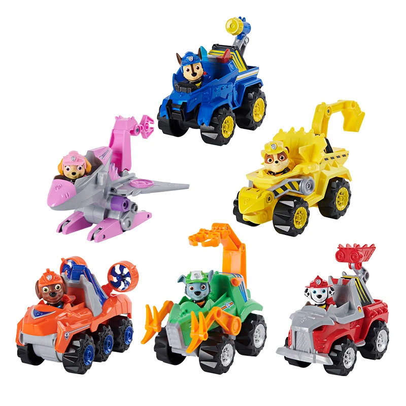 Scatola Originale Paw Patrol Dino Rescue Chase Marshall Rocky Macerie Zuma Skye Deluxe Rev Up Vehicle Con Mystery Dinosaur Figure Toy