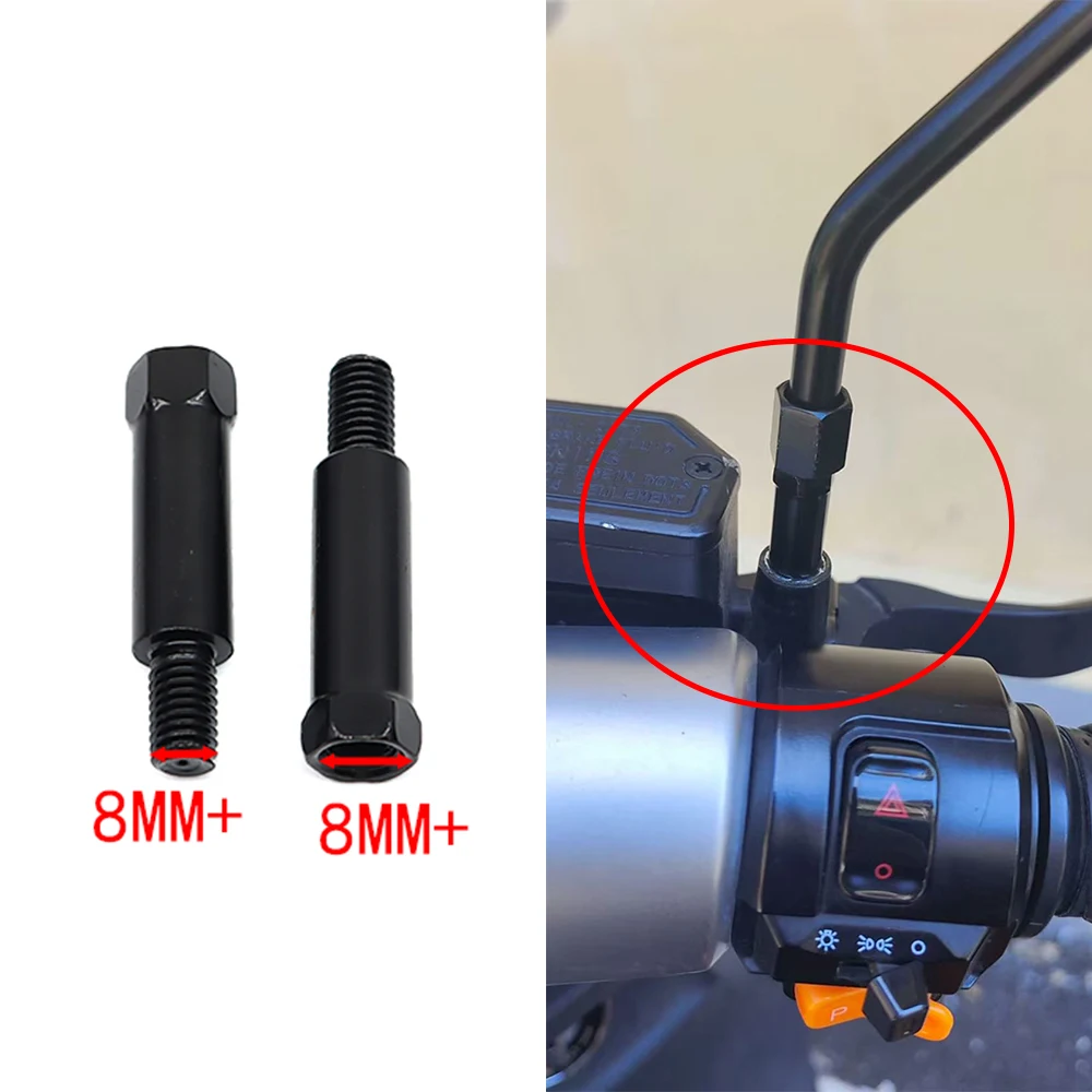 DUILU 1쌍 블랙 오토바이 후방 미러 어댑터 M8 8MM 시계 방향/반시계 방향 오른손/왼손 나사 교체용 스크류