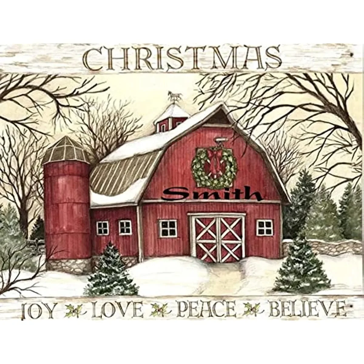 

Vintage Metal Tin Sign Farm Farmhouse Christmas Joy Love Peace Believe Gifts Garden Yard Signs Christmas Decor Home Art Wall