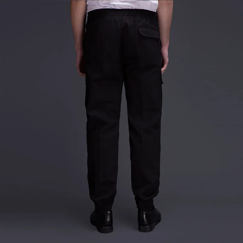Military Style Chef Pants Restaurant Kitchen Cook Trouser Men Black Elastic Waist Bottoms Catering Work Pants Multiple Pockets