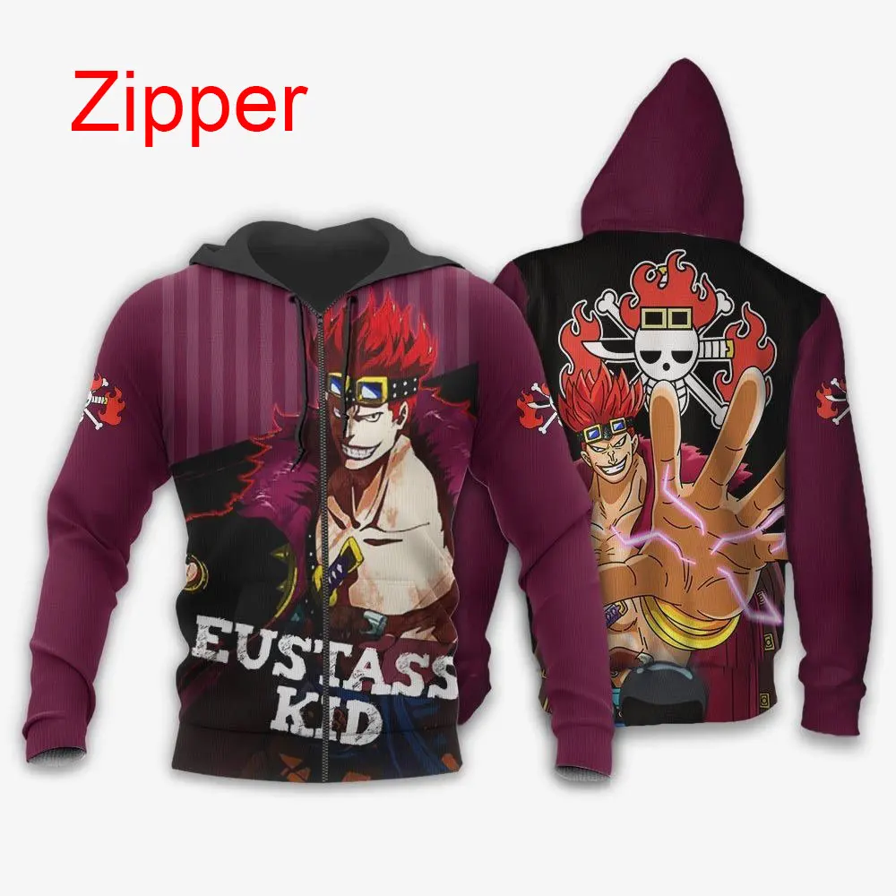 

Детская толстовка Eustass с капюшоном на молнии, цельный мультяшный японский стиль, аниме, Женский свитшот, новинка 2024, модная детская куртка, пальто