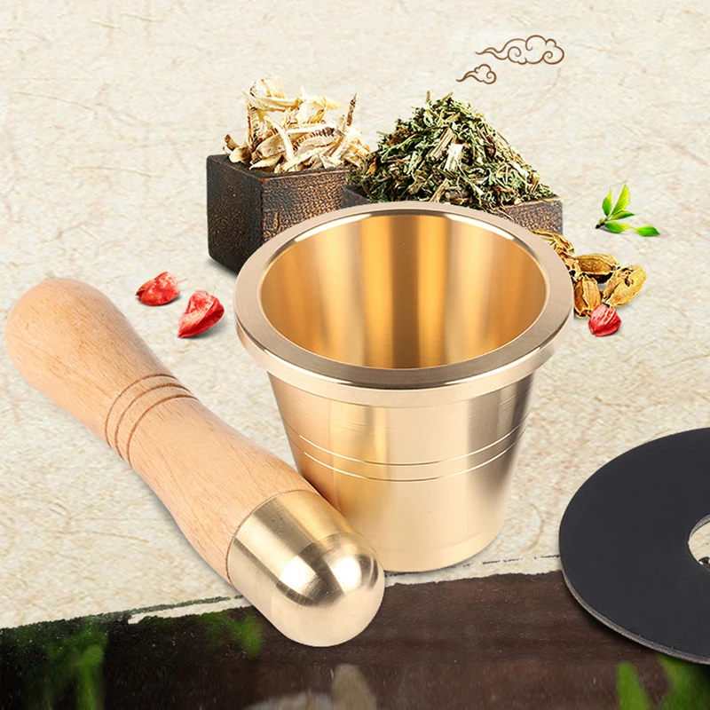 

Gadget Wheat Mill Copper Spice Grinder Mortar Pestle Hand Gravity Mill Mixer Manual Utensili Cucina Kitchen Container OC50YM