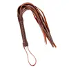 49CM Brown Genuine Leather Horse Whip,Handmade Suede Flogger Bull Whip for Horse Training Crop Equestrian Riding 1