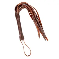 49CM Brown Genuine Leather Horse Whip,Handmade Suede Flogger Bull Whip for Horse Training Crop Equestrian Riding 1