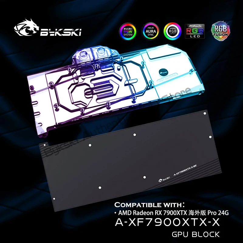 Bykski A-Xf7900Xtx-X Rx 7900Xtx Watercooler 5V /12V Rgb Per Amd Radeon Rx 7900Xtx Gpu Water Block Asus/Msi/Giga Mb Sync