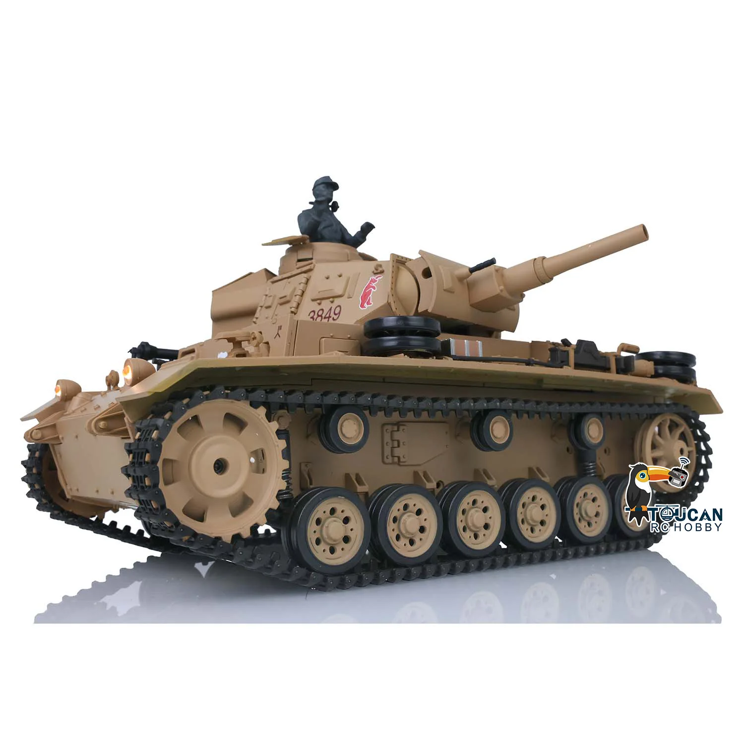 헝롱 1/16 스케일 7.0 플라스틱 독일 팬저 III H RTR RC 탱크 모델 3849 무선 조종 자동차 BB 슈팅 연기 유닛 TH17363