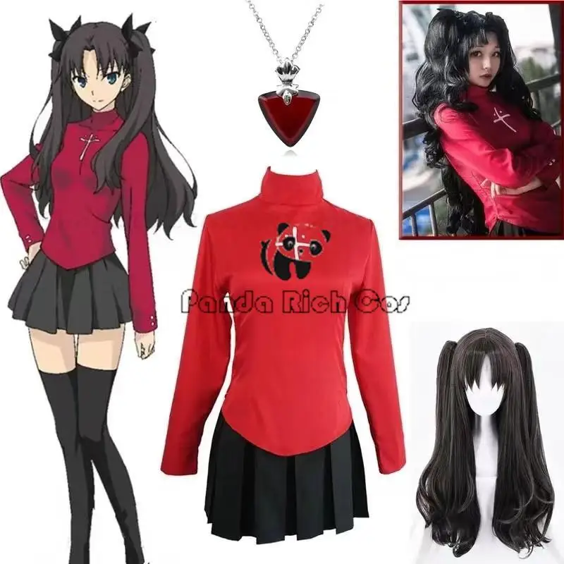 Anime-Fate-Stay-Night-Tohsaka-Rin-Cosplay-Costumes-Girl-Red-Shirt-Skirt ...