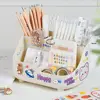5-grid Large Capacity Pen Holder Multifunctional Makeup Brush Holder High Quality Plastic Desktop Organizer Storage Bucket 3