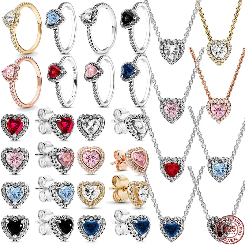 

Кольцо и серьги в форме сердца из серебра 925 пробы