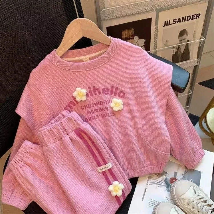 Children's Clothing Sets Love Cat Printed Tops + Pants Kids Clothes Girls Clothes Set 1 To 6 Years Kids Boutique Clothes