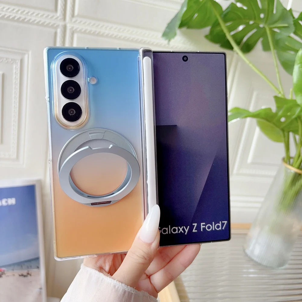 Colorful Gradient Metal Magnetic Ring Holder Case For Samsung Fold_voghion.com