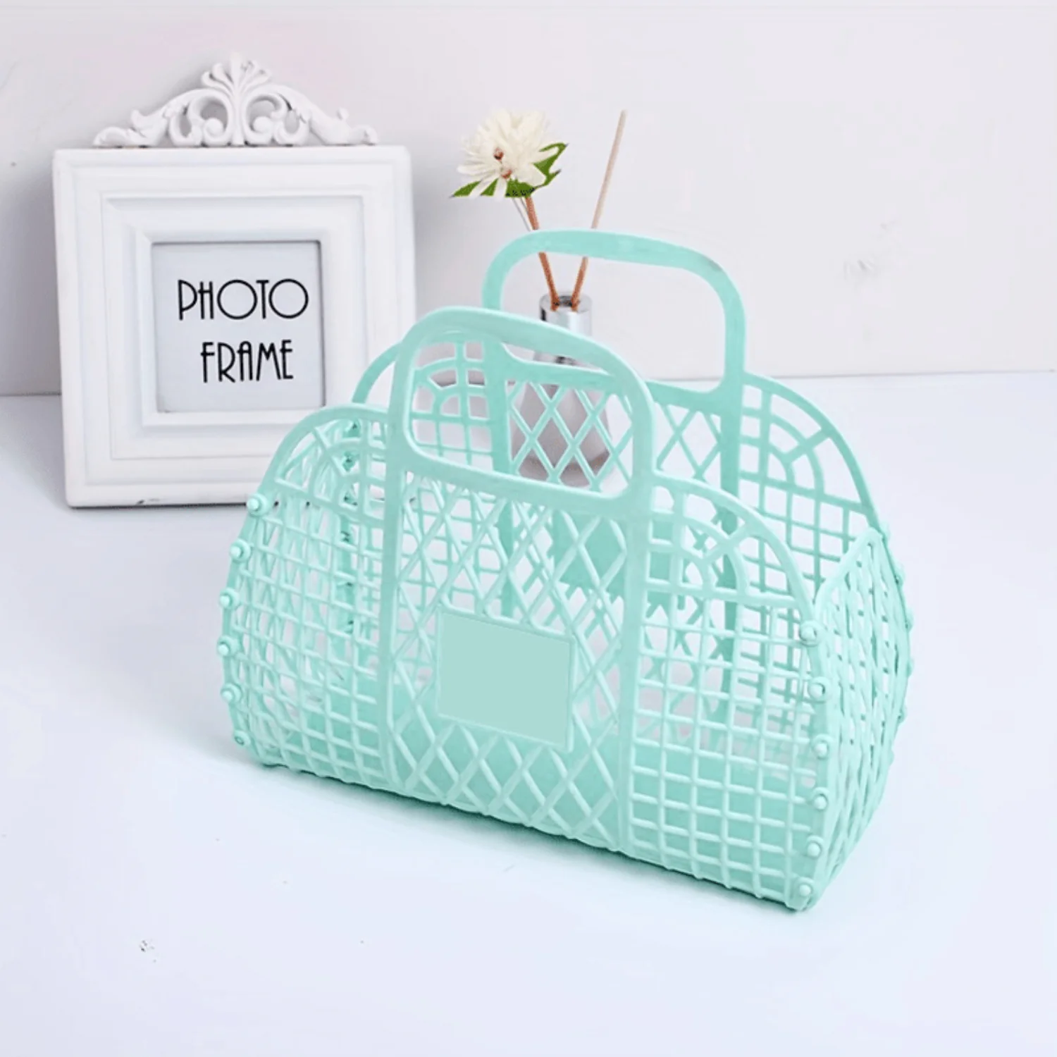 Large Capacity Waterproof Beach Tote-Durable Plastic Basket For Travel, Groceries & Organization