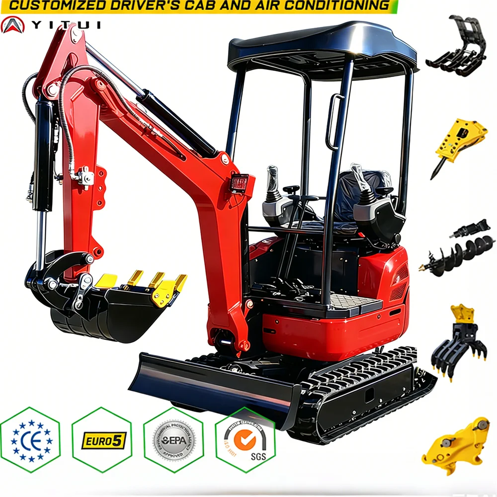 YITUI 2 Ton Mini Excavator, Factory Wholesale, Fast Delivery, Multifunctional Small Excavating Equipment, Customized Service