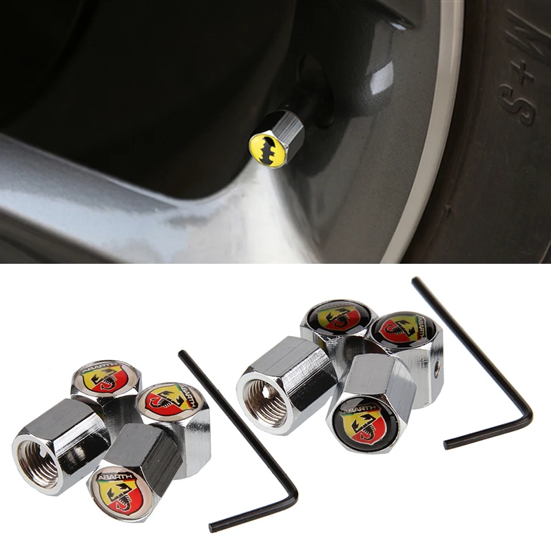 Auto Wheel Anti theft Valve Stem Caps Car Styling for Fiat Abarth 500
