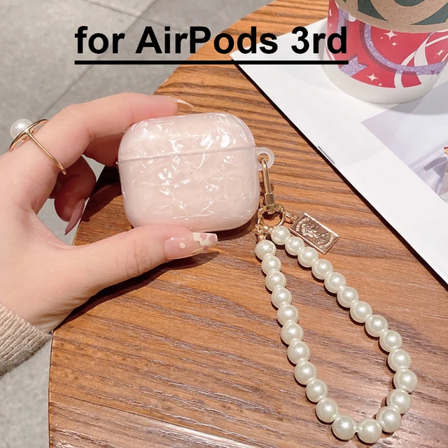 Luxury Girls Pearl Shell Case for Apple Airpods 1 2 3 Case for AirPods Pro Case with Keychain Earphone Accessories Headphone Box Pink for AirPods 3