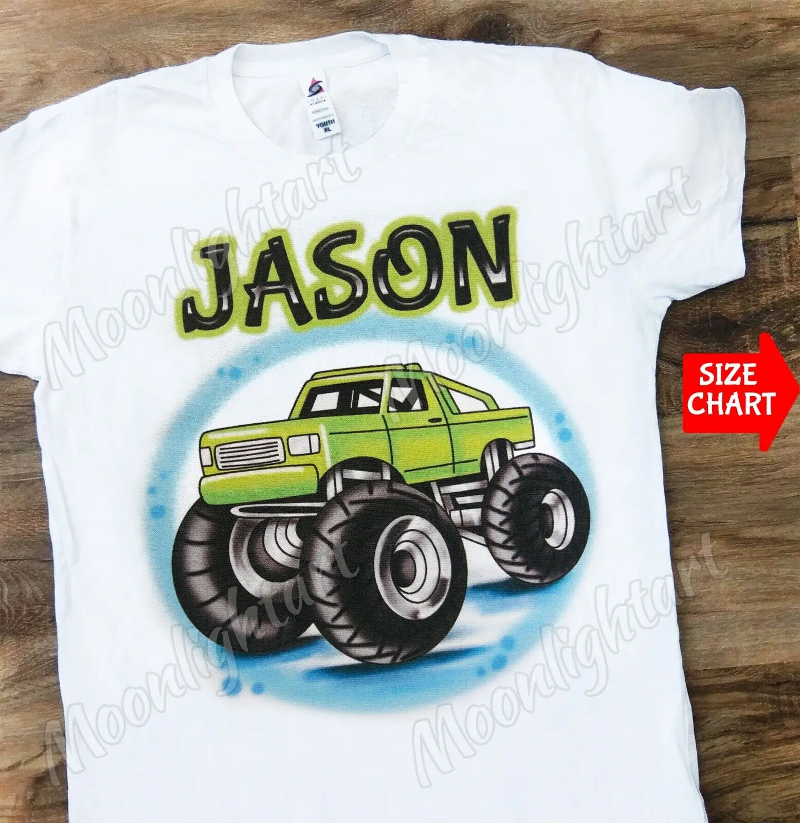 Nome Personalizzato T-Shirt Per Auto Sportiva Green Monster Truck O Body Per Bambini