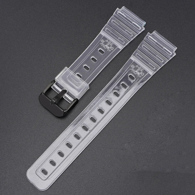 Transparent Waterproof Resin Watch Band with 18mm Rubber Sport Strap