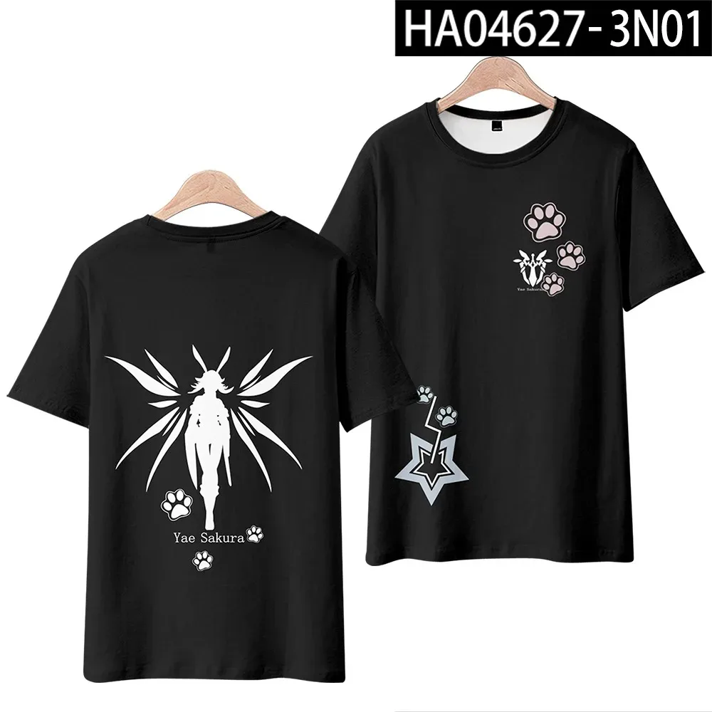 Hot Game Honkai Impact 3rd Cosplay T Shirt Summer Fashion Round Neck Short Sleeve Anime T-shirt Harajuku Tops Streetwear Clothes