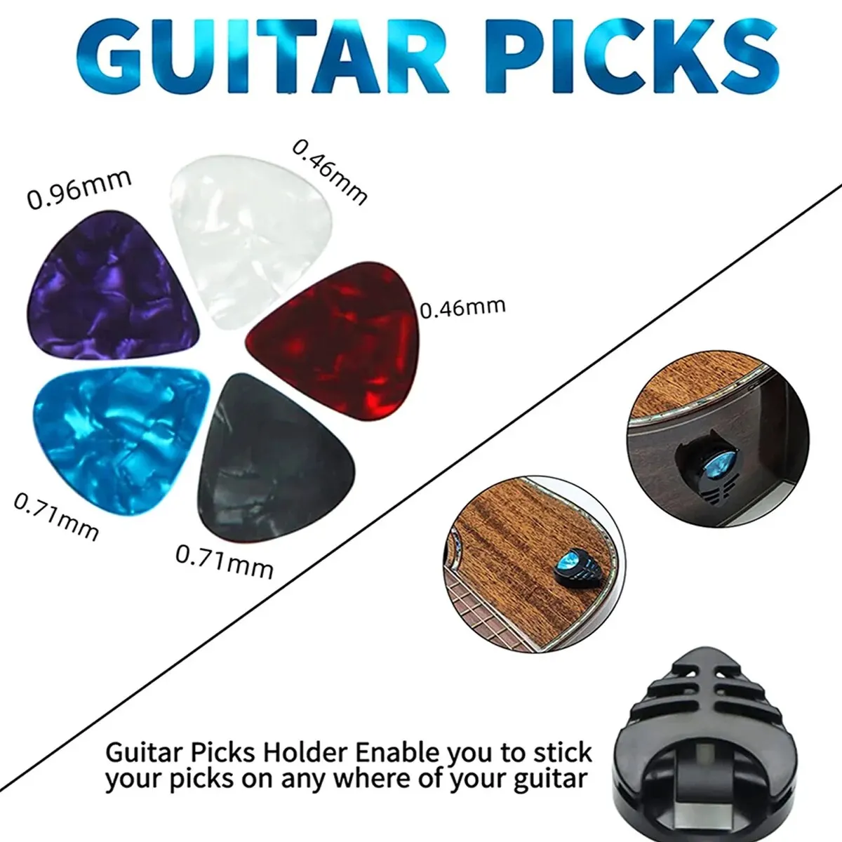 Description Picture 6 of item10Pcs Guitar Strap, Electric Guitars and Bass,Red Flame Black Guitar Strap Belt Includes 5 Guitar Picks and 1 Hold and 2 Washers