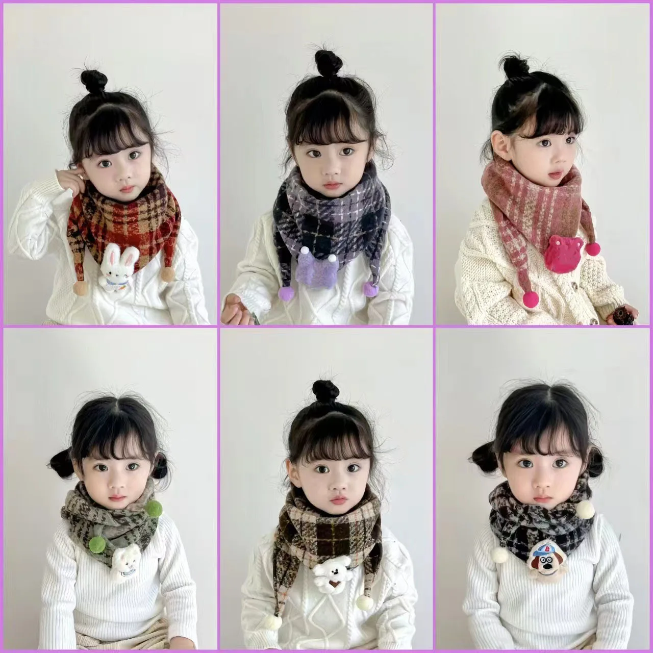 Autumn Winter Warm Triangle Baby Scarf Shawls Outdoor Cotton Neckerchief for Kids Mouth Towel Cute Boys Girls Children Scarf