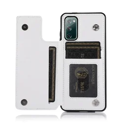 Elegant Double Button Flip PU Leather Wallet Case with Card Slots and Enhanced Protection - Galaxy S10 Lite (White)