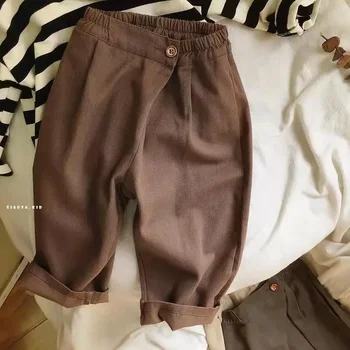 Children's Korean Casual Pants for Babies Spring 2022 New Boys and Girls' Solid Color Loose Fitting Harlan Pants Long Pants 5