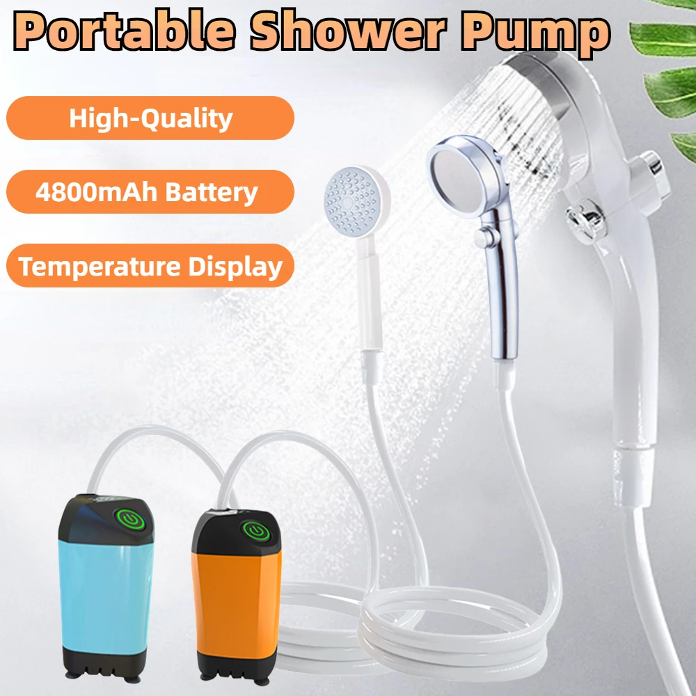 OutdoorCampingShowerPortableElectricShowerPumpwithDigitalDisplayIPX7Waterprooffor