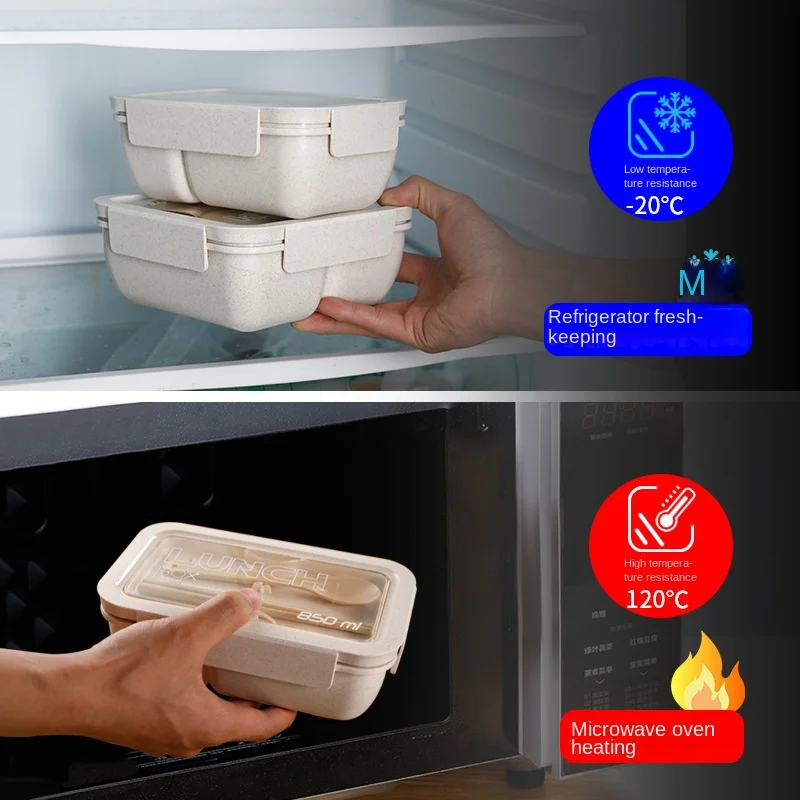 Eco-Friendly BPA Free Wheat Straw Portable Bento Box - Microwave Safe Lunch Container