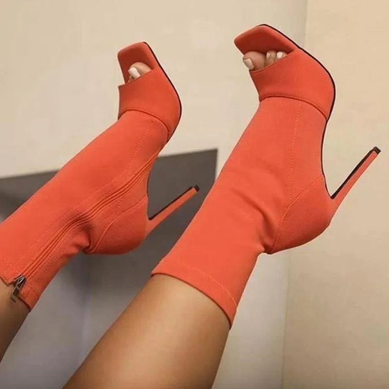 Bottines Sexy À Talons Hauts Pour Femmes, Chaussures Courtes À Bout Ouvert, Nouvelle Collection Automne Été 2022 - AliExpress