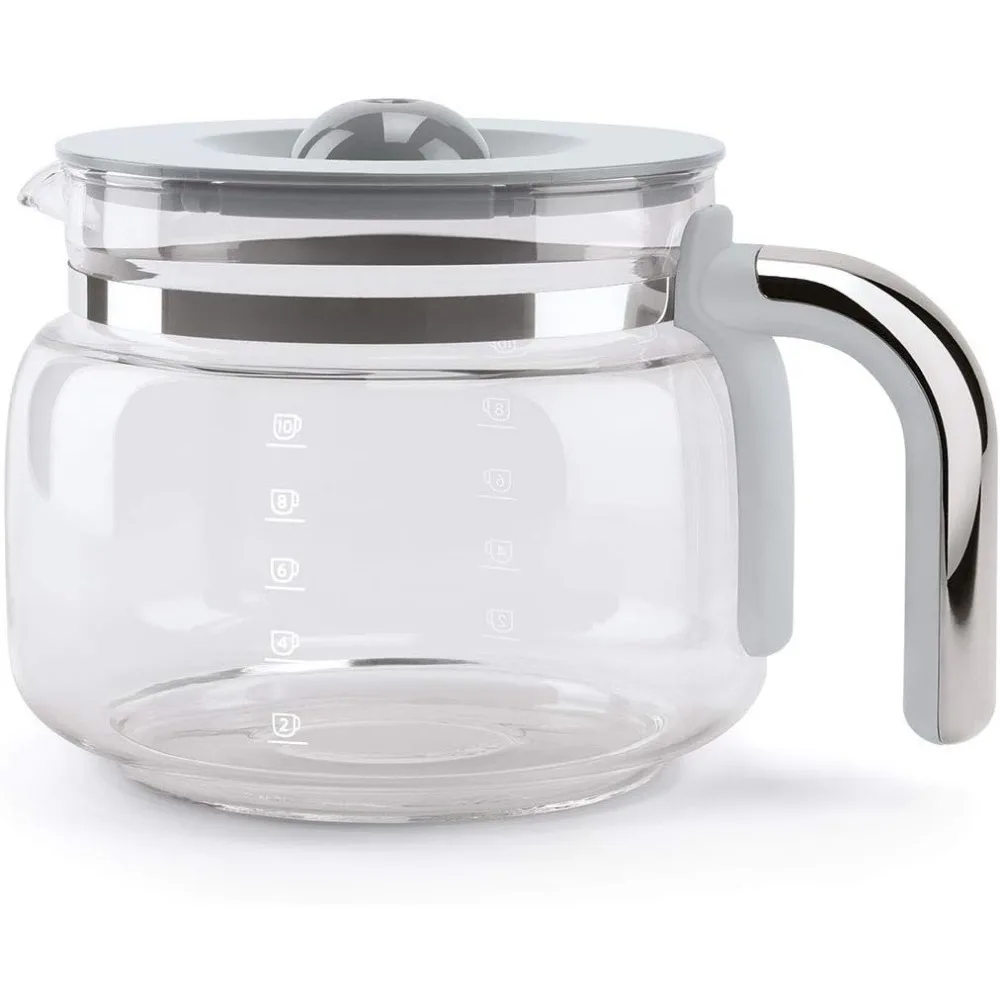 50's Retro Style Aesthetic Drip Coffee Machine with 10 Cup Glass Carafe, Auto Start Feature, and Two Coffee Strength Settings 5