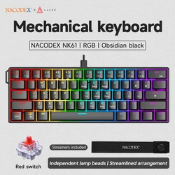 AJAZZ NK61 Compact RGB Mechanical Gaming Keyboard with Hot - Swappable Red Switches (Black - RGB)