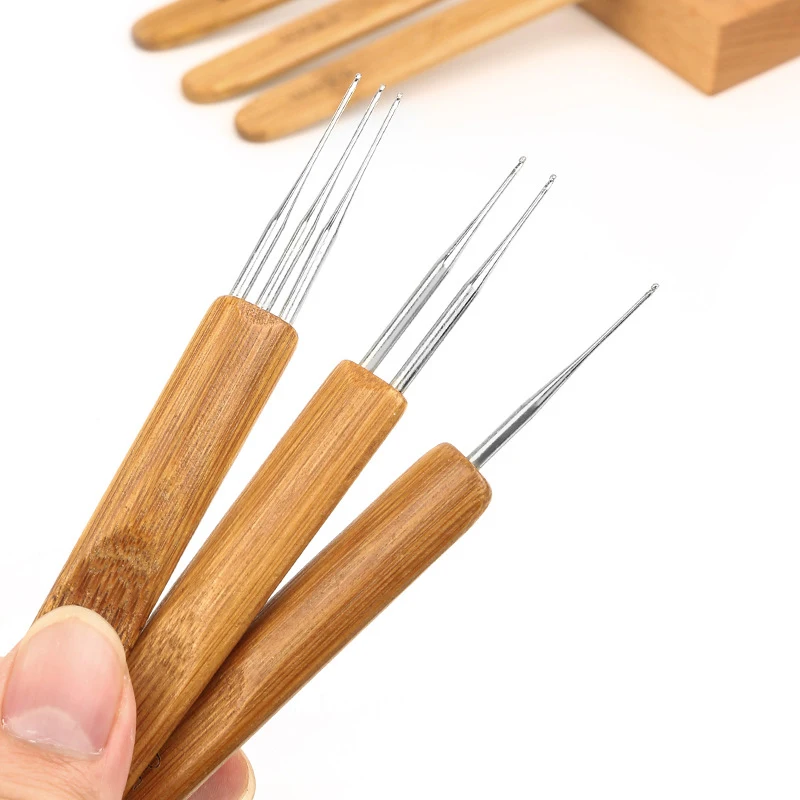 0.5mm/0.75mm 대나무 크로셰 뜨개질 바늘 후크 드레드락 크로셰 후크 뜨개질 바늘 헤어 드레드락 도구 브레이드 공예용