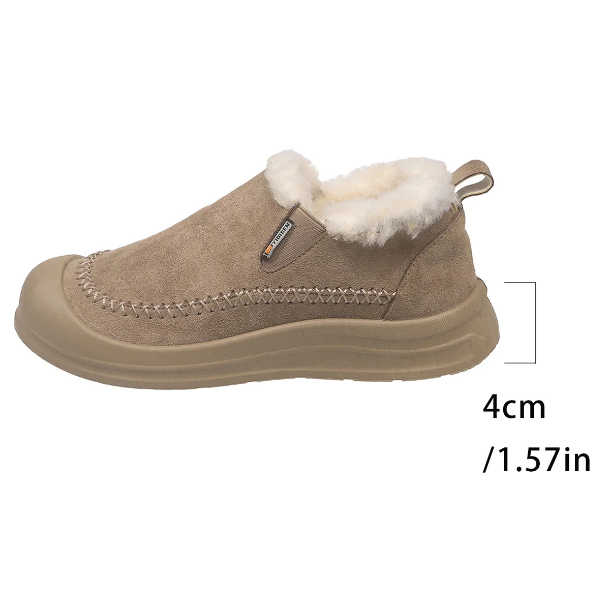 Damen-Slip-on-Baumwollschuhe, 2025, Winter, neuer Plüsch, verdickt, Outdoor, lässig, warme Schuhe, modisch, Vintage, rutschfest, bequem, Schneestiefel – Detail 12
