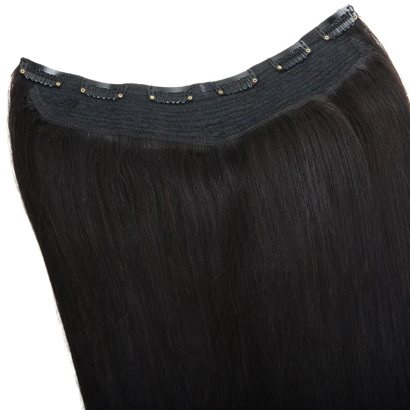 Real hair piece one-piece wig piece female seamless hair extension self-connected U-shaped half head cover real long