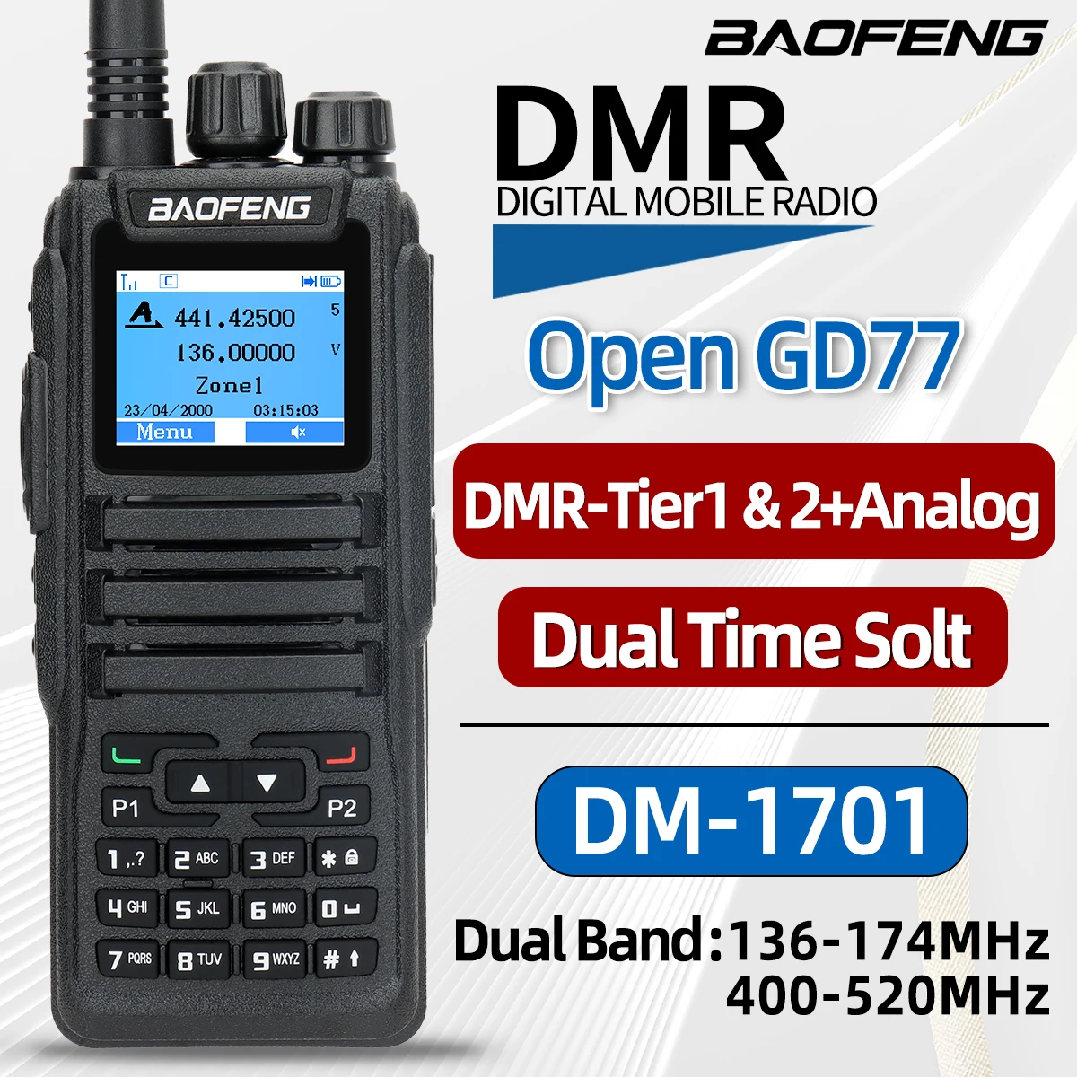 Baofeng dmr dm 1701 digitales walkie talkie dual mode analoges Funkgerät offen gd77 dual time slot tier 1 2 ham radio dr 1801