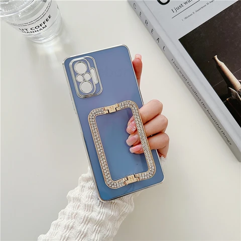 Plating Silicone Rhinestones Holder Case For Xiaomi POCO X3 M3 M4 12 Pro 11 Ultra 11T 10 Lite 10T Mix4 CIVI Diamond Stand