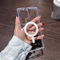 Magnetic Wireless Charging Case For Samsung Galaxy S25 S24 S23 S21 FE S22 Ultra Plus Soft TPU Edge Hard Acrylic Clear Back Cover 1