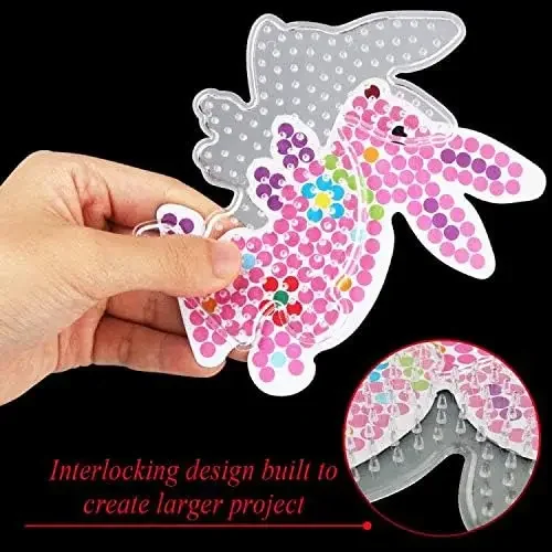 15 Pieces Fuse Beads Boards 5mm Clear Plastic Pegboards with Colorful Cards Kids Craft DIY Toys Perler Hama Beads Pixel Puzzle 3