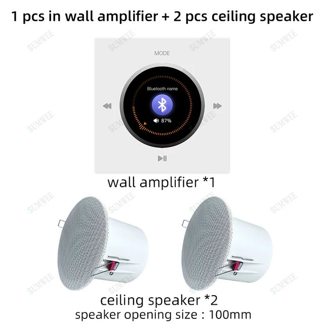 Home bluetooth amplifier smart home audio mini in wall amplifier 86 type FM USB TF music host Ceiling Speaker Audio Panel System 11